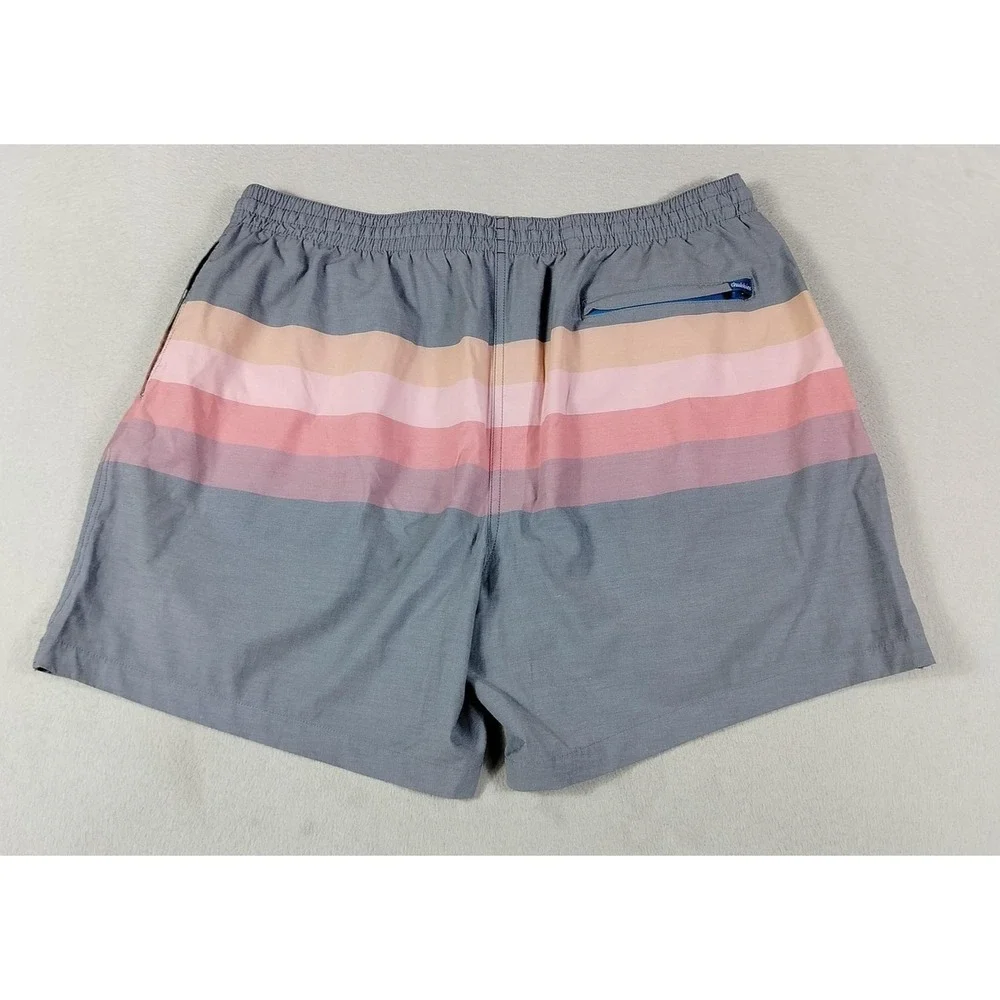 Chubbies Swim Trunks Shorts Mens 2XL Gray Pastel‎ Stripe 5.5 Inseam Drawstring